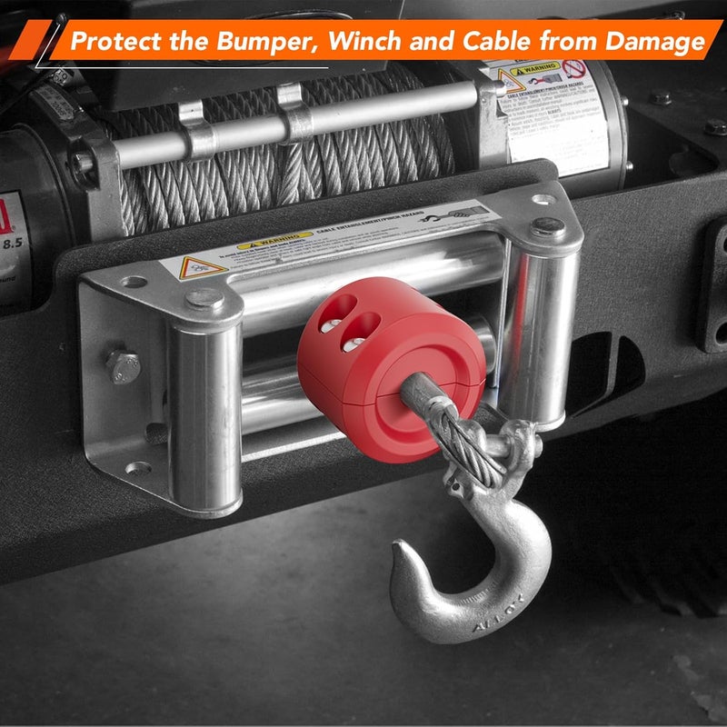 Bonison Winch Stopper for Cable. Truck UTV ATV Rubber Winch Cable Stopper, Protects Towing Hook, Synthetic Rope, Cable Line from Wear or Damage, Hawse, Bumper. Red - Image 5